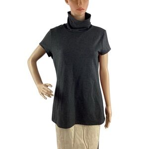 CAbi Roll Up Tee Mock Neck Tunic Top Gray Size M